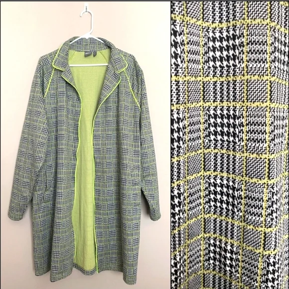ASOS Houndstooth Coat in Yellow and Black - Picture 1 of 6